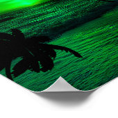GROENE ZONSONDERGANGEN OCEAN SCHILDERACHTIG POSTER (Hoek)