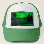 GROENE ZONSONDERGANGEN OCEAN SCHILDERACHTIG TRUCKER PET (Voorkant)