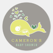 Groene zwangere mama walvis met tweeling Baby show Ronde Sticker (Voorkant)