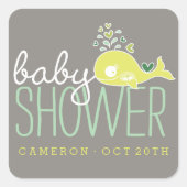 Groene zwangere mama walvis met tweeling Baby show Vierkante Sticker (Voorkant)