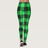 Groene Zwart Kruisraster Buffalo Check Leggings (Achterkant)