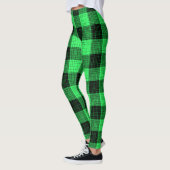 Groene Zwart Kruisraster Buffalo Check Leggings (Links)