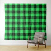 Groene Zwart Kruisraster Buffalo Check Wandkleed (In Situ (horizontaal))