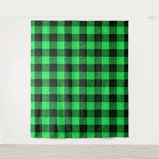 Groene Zwart Kruisraster Buffalo Check Wandkleed (Voorkant)