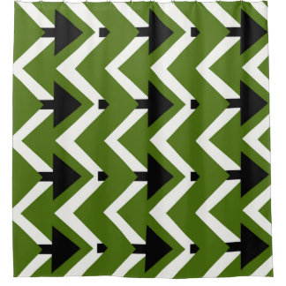 Groene Zwart & Witte Chevron Douchegordijn – Krach