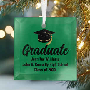 Groene Zwarte Afgestudeerde Gepersonaliseerde Afst Glas Ornament