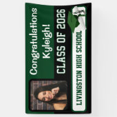 Groene & Zwarte Afstuderen Spandoek (Verticaal)