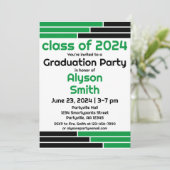 Groene & Zwarte Bars Één Foto Afstudeerder Partij Kaart (Staand voorkant)