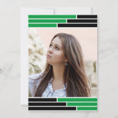 Groene & Zwarte Bars Één Foto Afstudeerder Partij Kaart (Achterkant)