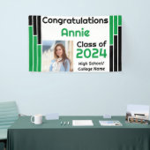 Groene & Zwarte Bars Één Foto Afstuderen Spandoek (Beurs)