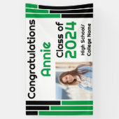 Groene & Zwarte Bars Één Foto Afstuderen Spandoek (Verticaal)