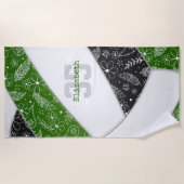 groene zwarte boho bloemige paisley meisjes volley strandlaken (Voorkant)