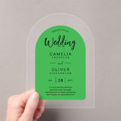 Groene Zwarte Boog Acryl Trouw Uitnodigingen Moder (Insitu (Draagbaar))