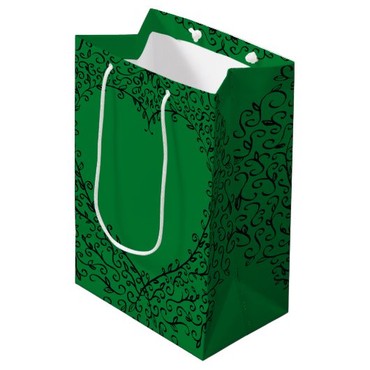 Groene zwarte bruiloft Gothic Heart Medium Cadeauzakje (Voorkant Gekanteld)