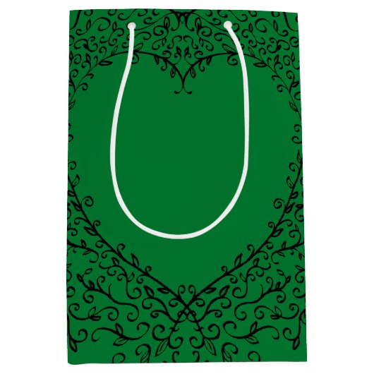Groene zwarte bruiloft Gothic Heart Medium Cadeauzakje (Voorkant)