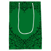 Groene zwarte bruiloft Gothic Heart Medium Cadeauzakje (Achterkant)