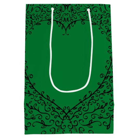 Groene zwarte bruiloft Gothic Heart Medium Cadeauzakje (Achterkant)