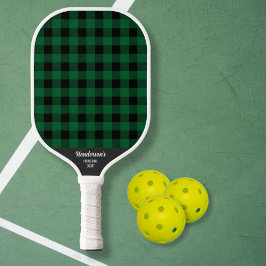 Groene zwarte buffelplaat Aangepaste tekst control Pickleball Paddle