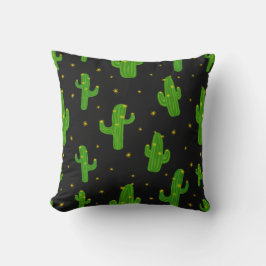 Groene Zwarte Cartoon Cactus Plant Patroon Kussen