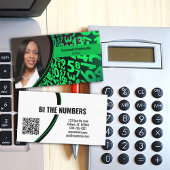 Groene zwarte cijfers Aangepaste foto QR-code Visitekaartje
