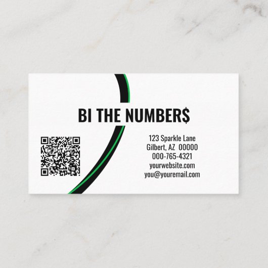 Groene zwarte cijfers Aangepaste foto QR-code Visitekaartje (Achterkant)