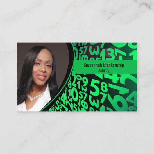 Groene zwarte cijfers Aangepaste foto QR-code Visitekaartje (Voorkant)