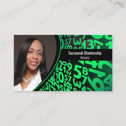 Groene zwarte cijfers Aangepaste foto QR-code Visitekaartje (Voorkant)