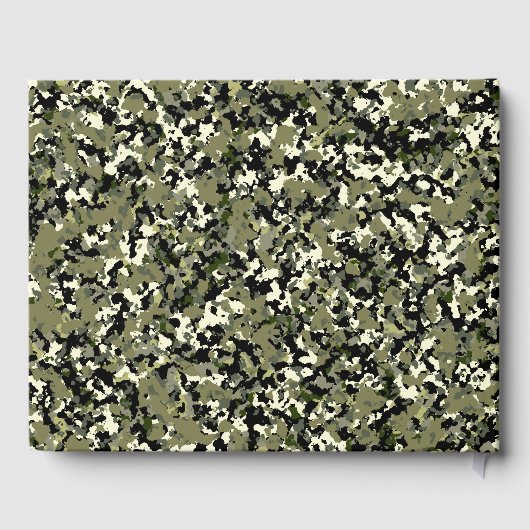 Groene zwarte crème camouflage bruiloft gastenboek (Achterkant)
