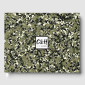 Groene zwarte crème camouflage bruiloft gastenboek (Voorkant)