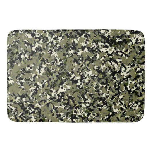 Groene Zwarte Crème Camouflagepatroonprint Badmat (Voorkant)