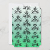 Groene zwarte Damask Classy Wedding-uitnodigingen Kaart (Achterkant)