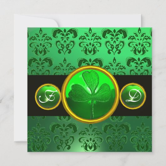 GROENE ZWARTE DAMAST ,SHAMROCK MONOGRAAF KAART (Voorkant)