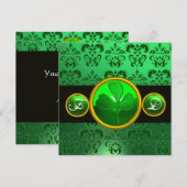GROENE ZWARTE DAMAST ,SHAMROCK MONOGRAAF KAART (Voorkant / Achterkant)