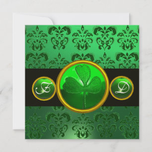 GROENE ZWARTE DAMAST ,SHAMROCK MONOGRAAF KAART