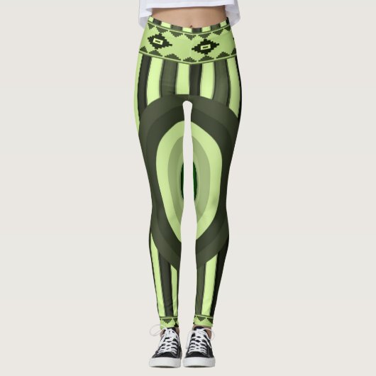 groene zwarte damesleggings leggings (Voorkant)