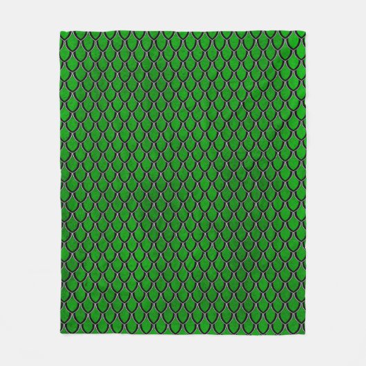 Groene zwarte drakenschaal fleece deken (Voorkant)