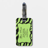 Groene, zwarte en Blauwgroen Zebra & Cheetah Roze  Bagagelabel (Achterkant verticaal)