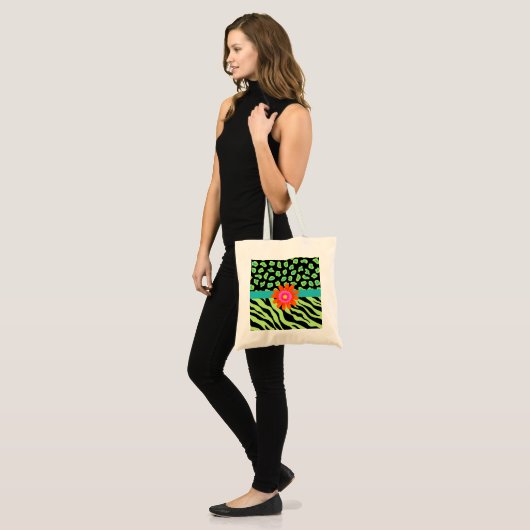 Groene, zwarte en Blauwgroen Zebra en Cheetah Oran Tote Bag (Voorkant (model))