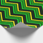 Groene, zwarte en gele chevron zigzag cadeaupapier (Hoek)