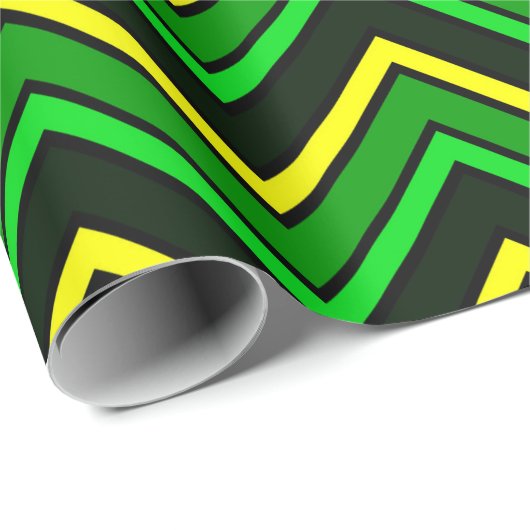 Groene, zwarte en gele chevron zigzag cadeaupapier (Rol Hoek)