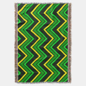 Groene, zwarte en gele chevron zigzag deken (Voorkant Verticaal)