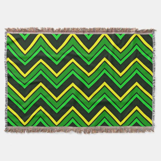 Groene, zwarte en gele chevron zigzag deken (Voorkant)
