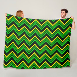 Groene, zwarte en gele chevron zigzag fleece deken