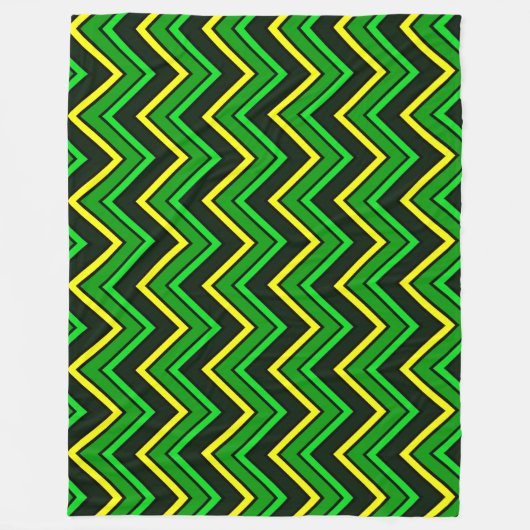 Groene, zwarte en gele chevron zigzag fleece deken (Voorkant)