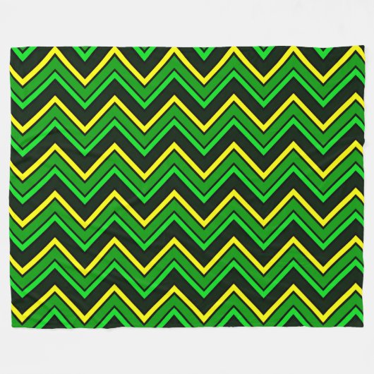 Groene, zwarte en gele chevron zigzag fleece deken (Voorkant (Horizontaal))