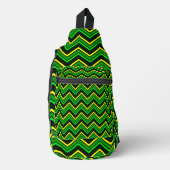 Groene, zwarte en gele chevron zigzag sling bag (Voorkant)