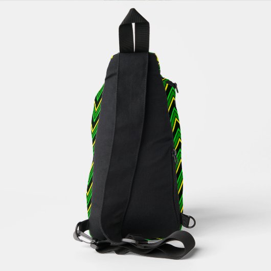 Groene, zwarte en gele chevron zigzag sling bag (Achterkant)