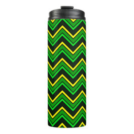 Groene, zwarte en gele chevron zigzag thermosbeker