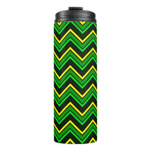 Groene, zwarte en gele chevron zigzag thermosbeker