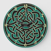 Groene zwarte en gouden Keltische Knot Wall-klok